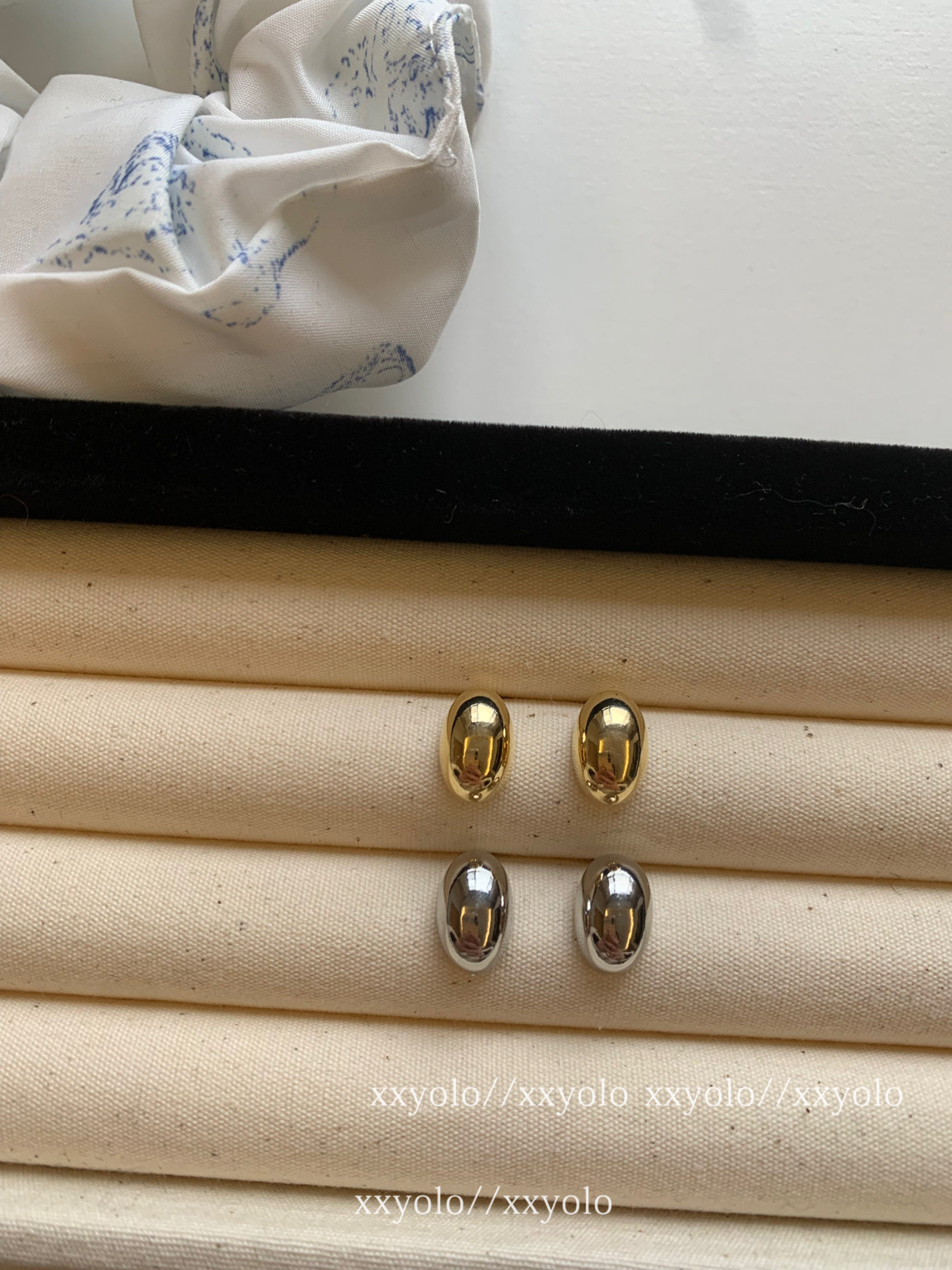 xxyolo韩风女百搭金属豆豆耳环