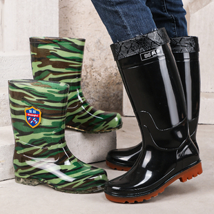 春秋男士中高筒黑色雨鞋钓鱼养鱼塘加厚防滑水鞋胶鞋食堂保暖雨靴
