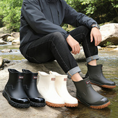 户外涉水靴束口防风溯溪胶鞋 切尔西雨靴跨境时尚 潮流小黑雨鞋 韩版