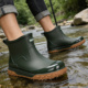 英伦墨绿潮流男雨鞋 切尔西雨靴跨境户外水靴束口防风溯溪涉水胶鞋