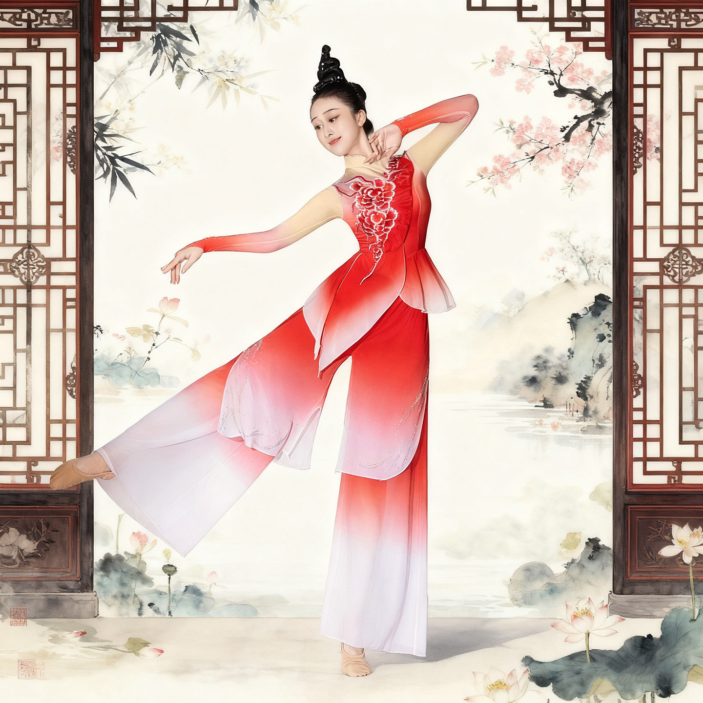 2026新款舞蹈服古典舞身韵纱衣绝美演出服女胶州秧歌舞蹈表演服