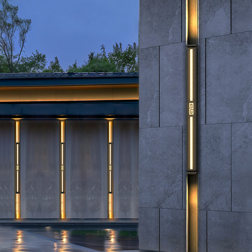 新中式户外壁灯别墅柱子壁灯防水大门两侧壁灯长条壁灯庭院外墙灯