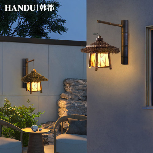 韩都日式禅意壁灯茶室复古竹壁灯
