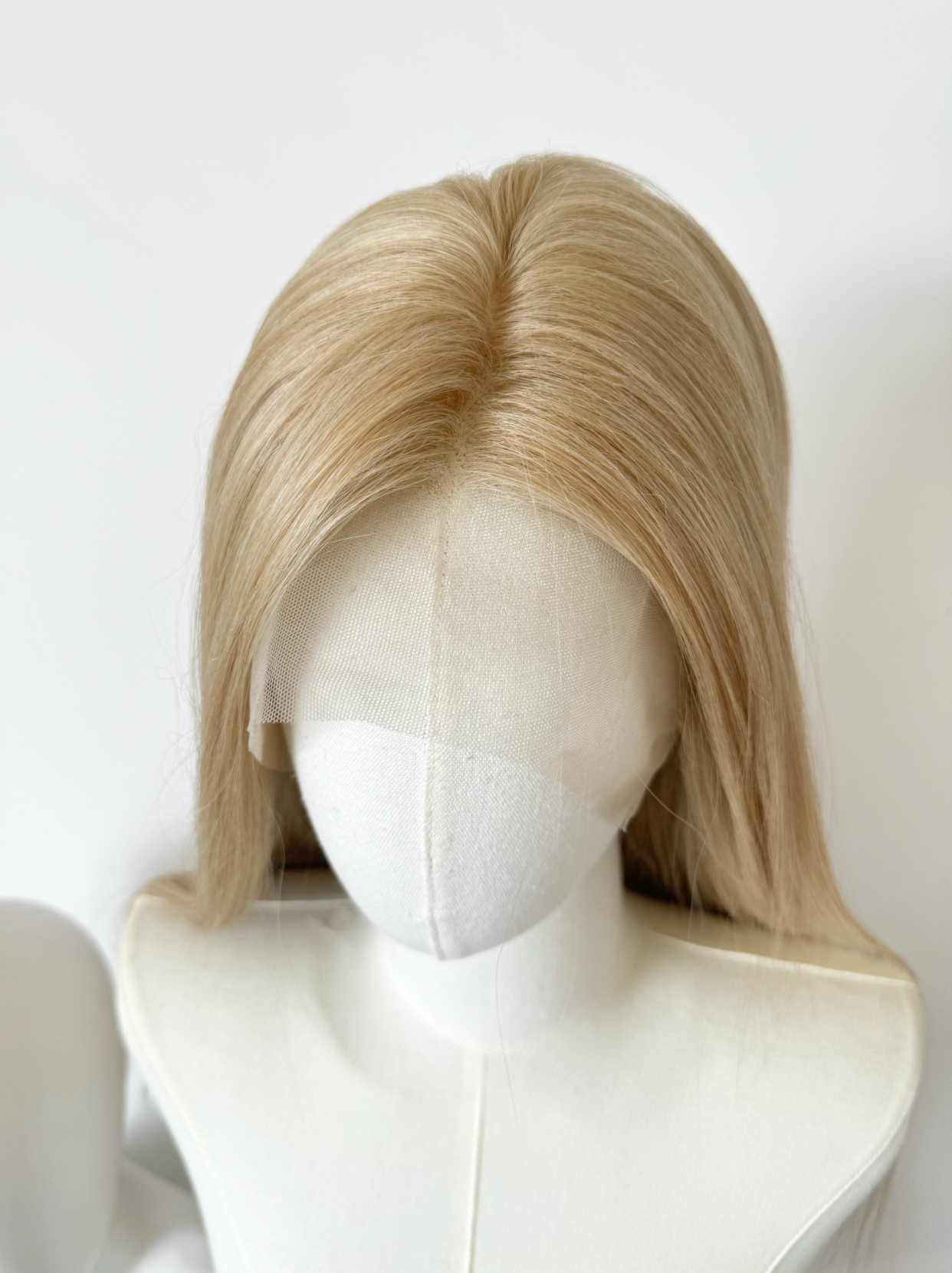 亚麻混金混血手钩前额大蕾丝cos毛胚假发整顶免贴片灰金色 侯卿