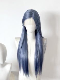 甘蓝灰蓝紫色手钩前额蕾丝手钩假发cos毛胚万用高温丝男局 傅融
