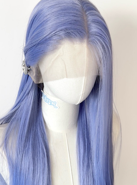 苍蓝敖丙cos手钩蓝紫色前额大蕾丝假发cos毛胚整顶免贴片可定制