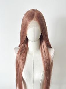 落日橘棕砖红棕色手钩前额蕾丝中分假发cos通用毛胚 神威神乐cos