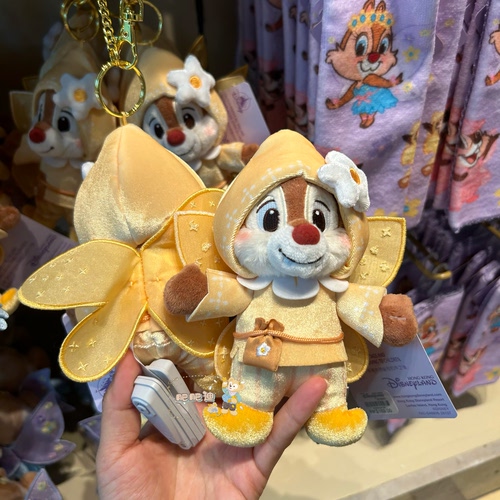 香港迪士尼奇奇蒂蒂森林仙子毛绒挂件发箍抓夹周边