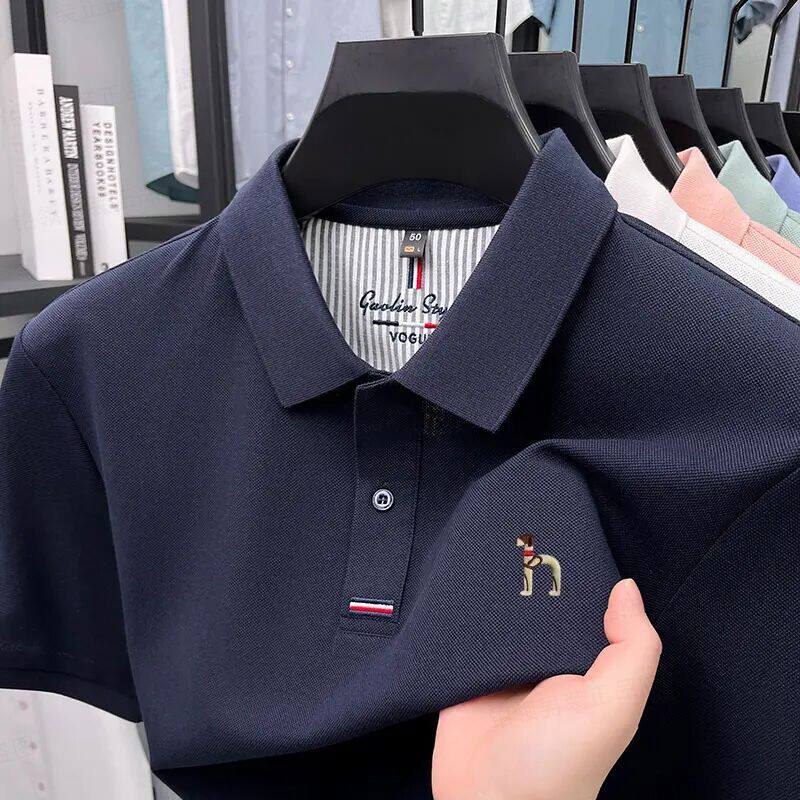 哈吉斯男士翻领短袖POLO衫刺绣商务休闲透气纯棉T恤奥莱撤柜正品