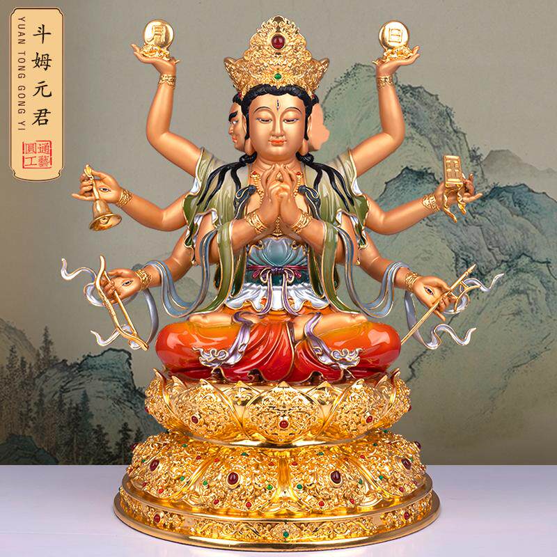 台湾纯铜彩绘斗姆元君神像体摆件