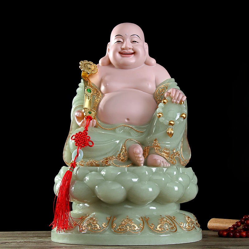 石雕汉白玉弥勒菩萨佛像摆件供奉笑佛未来佛大肚佛招财如意弥勒佛