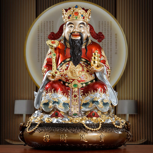 掐丝珐琅镶金财神爷摆件家用招财