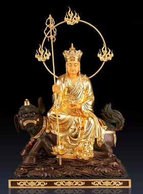 手工贴坐骑地藏公道火焰谛听佛像