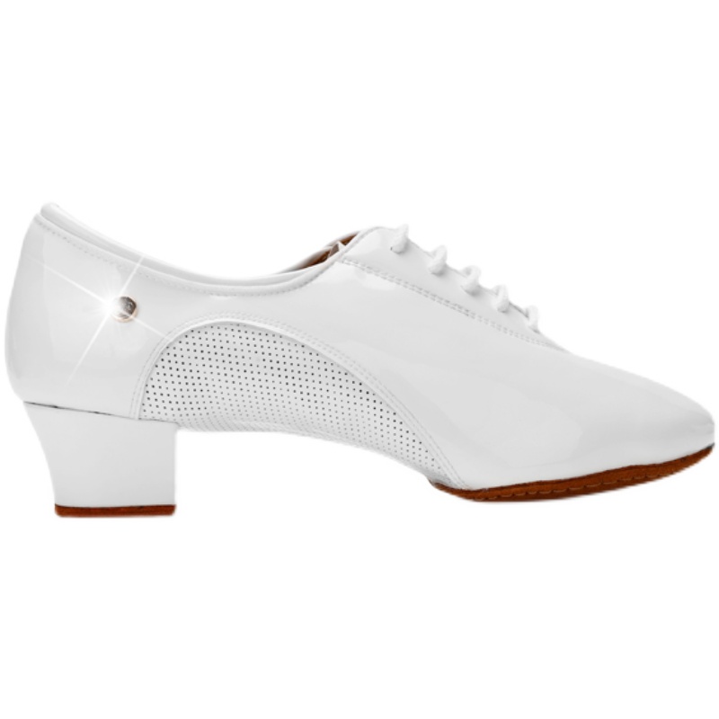 ag男舞鞋软底拉丁白色漆皮