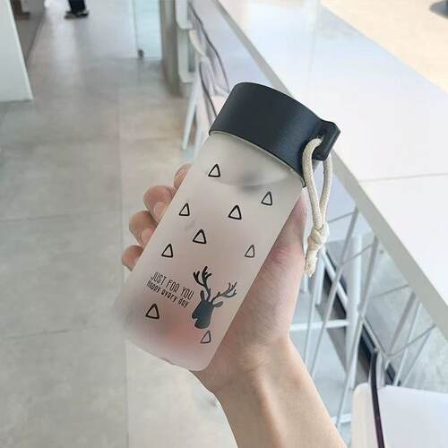黑白磨砂高硼硅玻璃杯350ml防爆