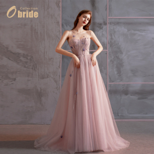 Obride 量身定制高端晚礼服裙轻奢小众高端敬酒新娘订婚女 蓝星