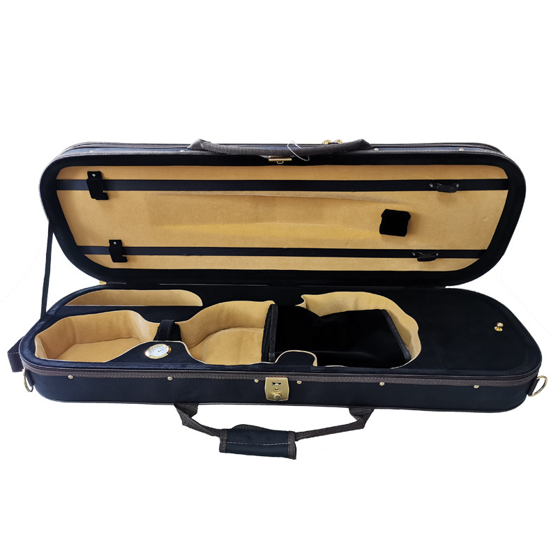 [实体店]黑色琴盒棕色装饰带钥匙双肩背带方形全琴44成人小提琴盒