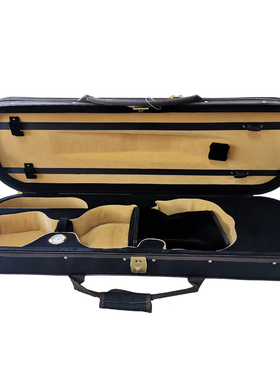 [实体店]黑色琴盒棕色装饰带钥匙双肩背带方形全琴44成人小提琴盒