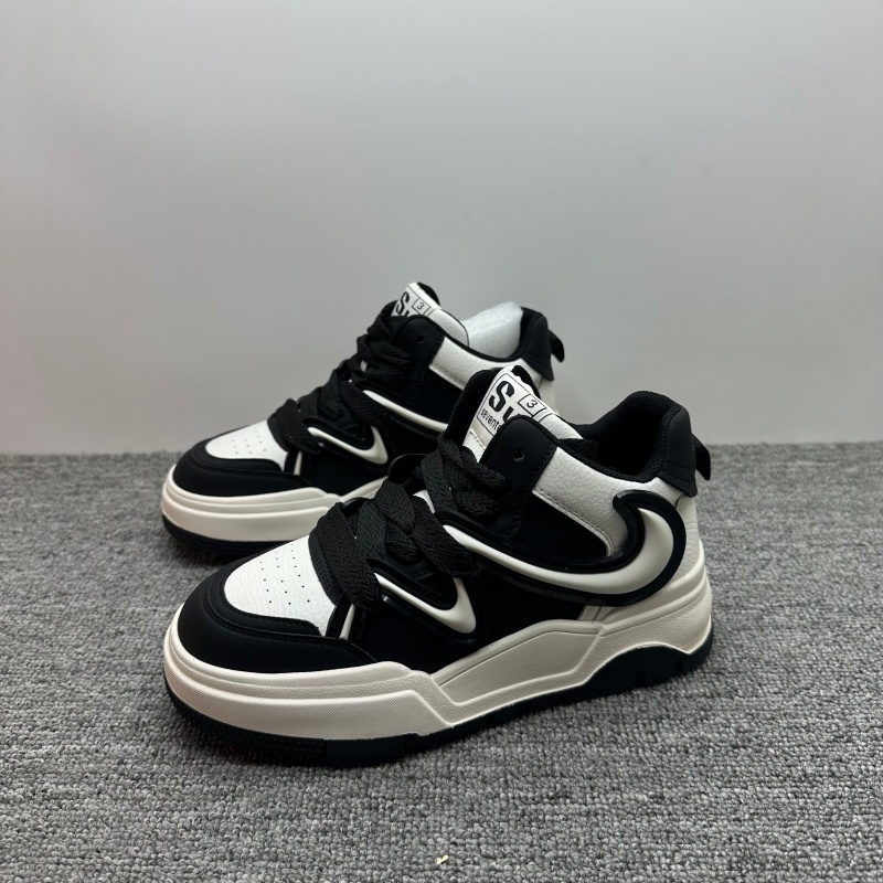 秋季新款真皮高帮鞋女厚底