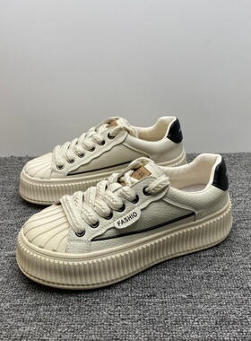 断码特价处理34.35码真皮厚底女鞋秋季新款小白鞋运动休闲女板鞋