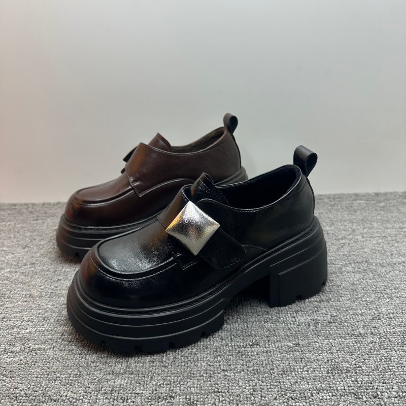 处理小个子增高真皮加绒乐福鞋女英伦风秋冬新款轻便魔术贴小皮鞋,女鞋,乐福鞋（豆豆鞋）,淘宝优惠券,粉丝福利购,淘宝优惠卷