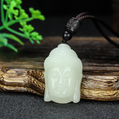 天然新疆和田玉释迦摩尼佛头吊坠男女白玉佛头挂件挂坠观音头项链