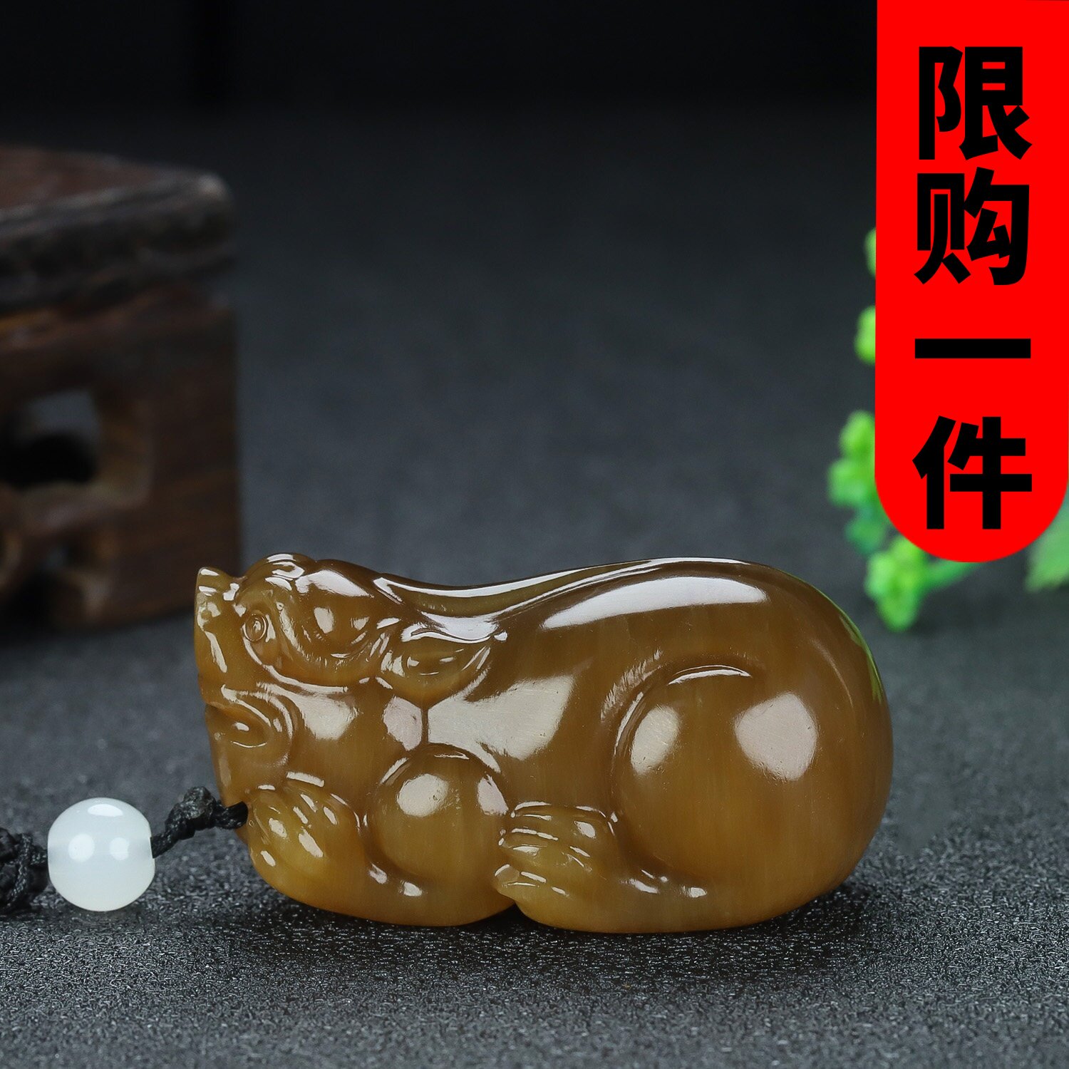 新疆和田玉糖料招财进宝貔貅把件立体瑞兽送宝手把件腰挂玉石麒麟