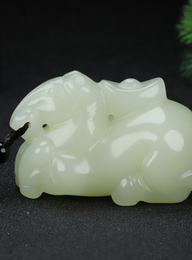 新疆和田玉生肖马手把件白玉籽料马上有钱把玩件玉原石马把件挂件