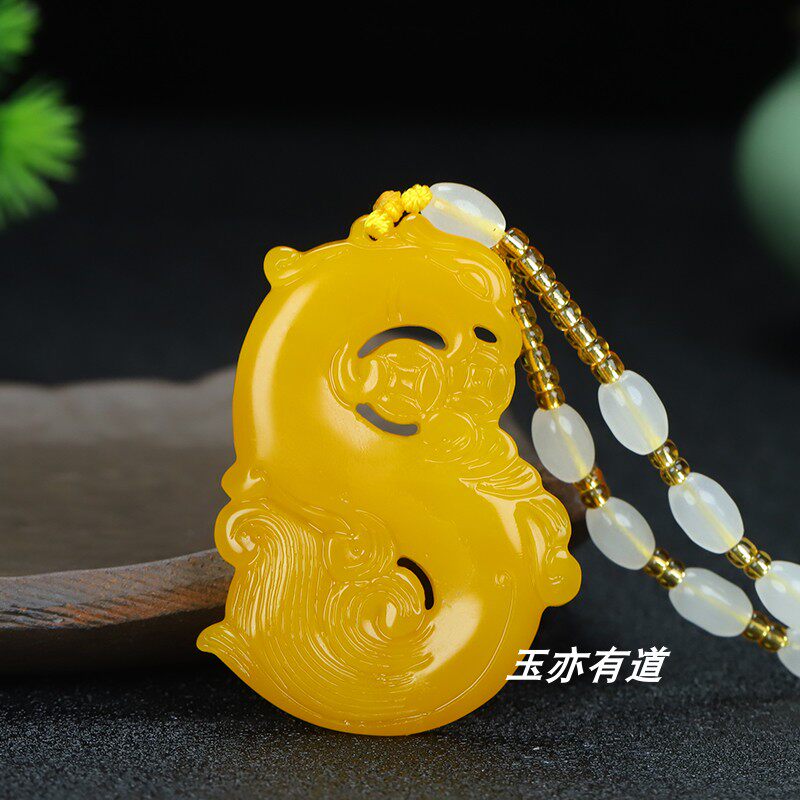 2024新款龙年化解黄龙玉凤凰吊坠属相鸡挂件牌子和田玉男女款项链