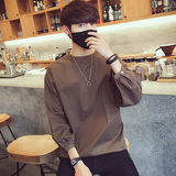 CC38简约拼接原宿风套头卫衣蝙蝠袖卫衣男P40棕绿色，男装卫衣，电商A066