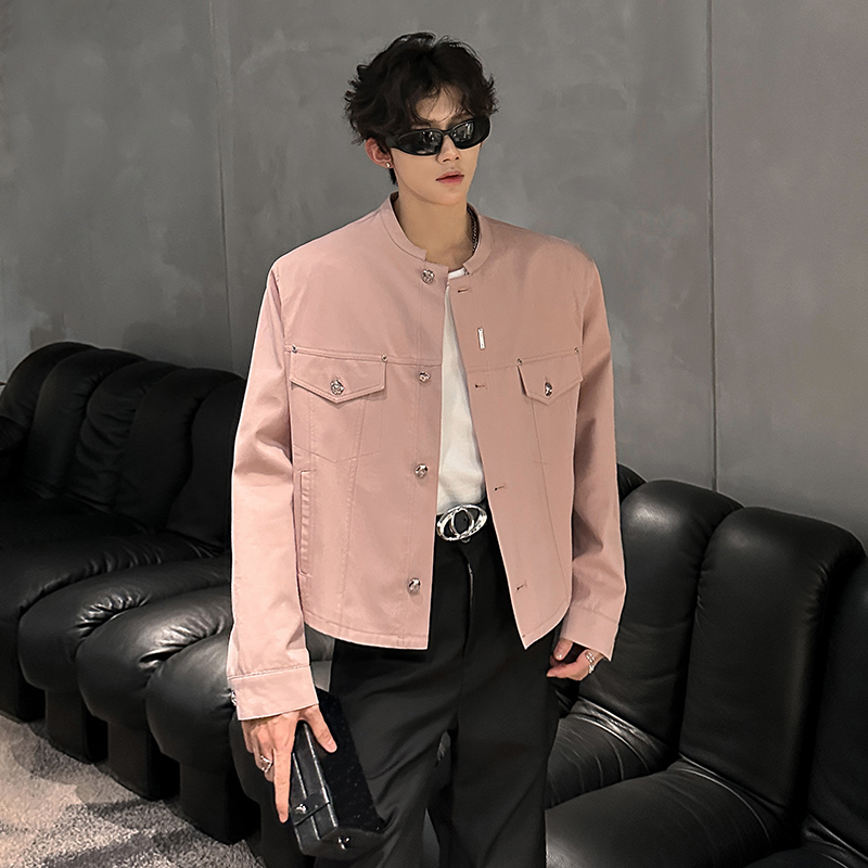 KT1040垫肩款重工立体剪裁百搭ins机车夹克外套男P108，男装夹克，电商A066