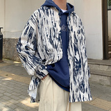 CT21宽松情侣港风大码ins衬衫夹克外套男P4868蓝色，男装夹克，电商A066