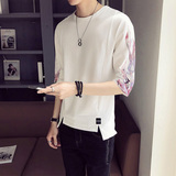 4288-4289`火焰印花宽松大码中袖五分袖T恤男P35，男装T恤，电商A066