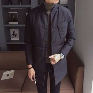 2108`大口袋工装羽绒棉服中长款棉衣男P135控178  黑色图片