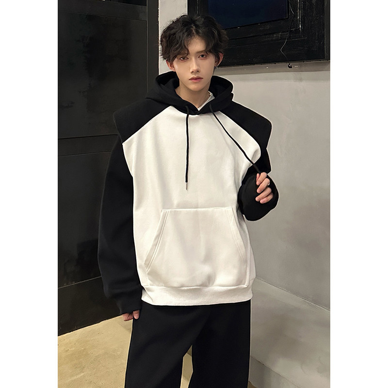 KT1003`套装假两件垫肩款ins潮流高级连帽卫衣男女卫衣P75裤子P48,男装休闲套装,电商A066