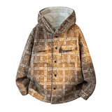 MH13`条纹ins加厚中长款羊羔毛呢料外套连帽棉衣棉服男P118，男装棉衣，电商A066