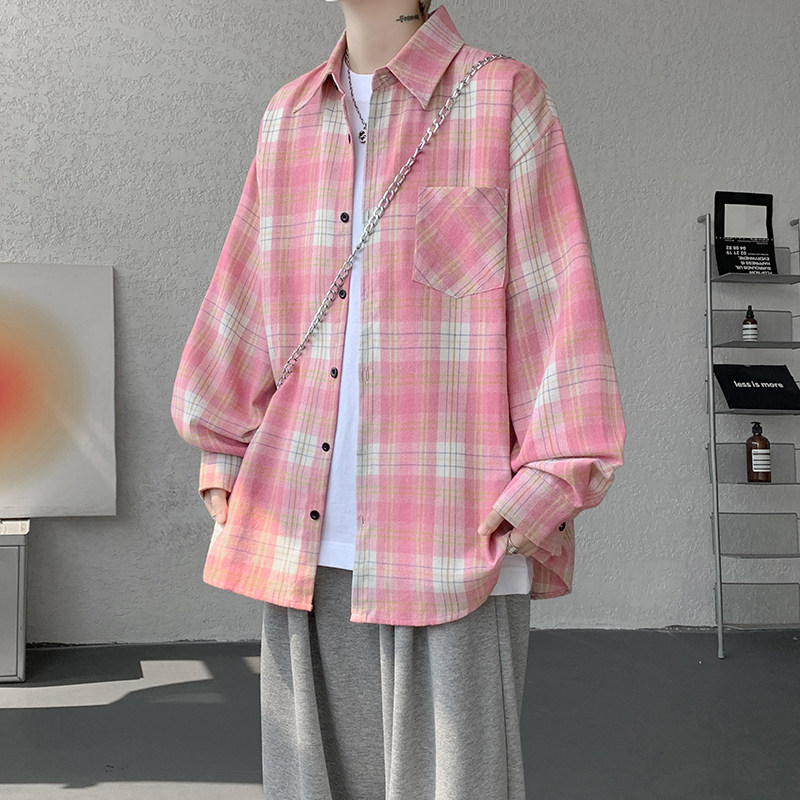 CR016`格子潮牌高街ins衬衫男女特价P28,男装衬衫,电商A066