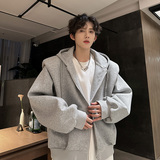 KT1007`套装假两件垫肩420克重磅高级连帽卫衣男女开衫P88裤子P48，男装休闲套装，电商A066