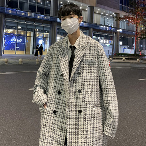 FT05情侣港风宽松大码小香风ins格子西装外套男P105118黑图片