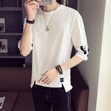 4107`宽松中袖五分袖拼接印花T恤男P35，男装T恤，电商A066