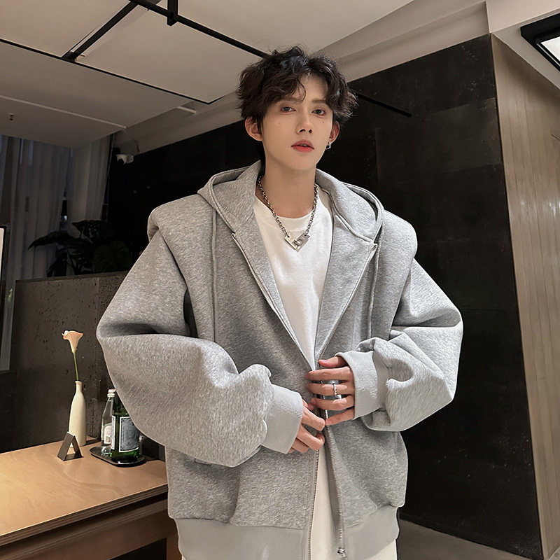 KT1007`假两件垫肩420克重磅连帽卫衣开衫P88（配套裤子TC01）,男装卫衣,电商A066