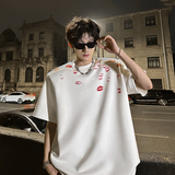 KT1026`（垫肩可拆装）唇印短袖T恤男ins潮牌上痞帅P48，男装T恤，电商A066