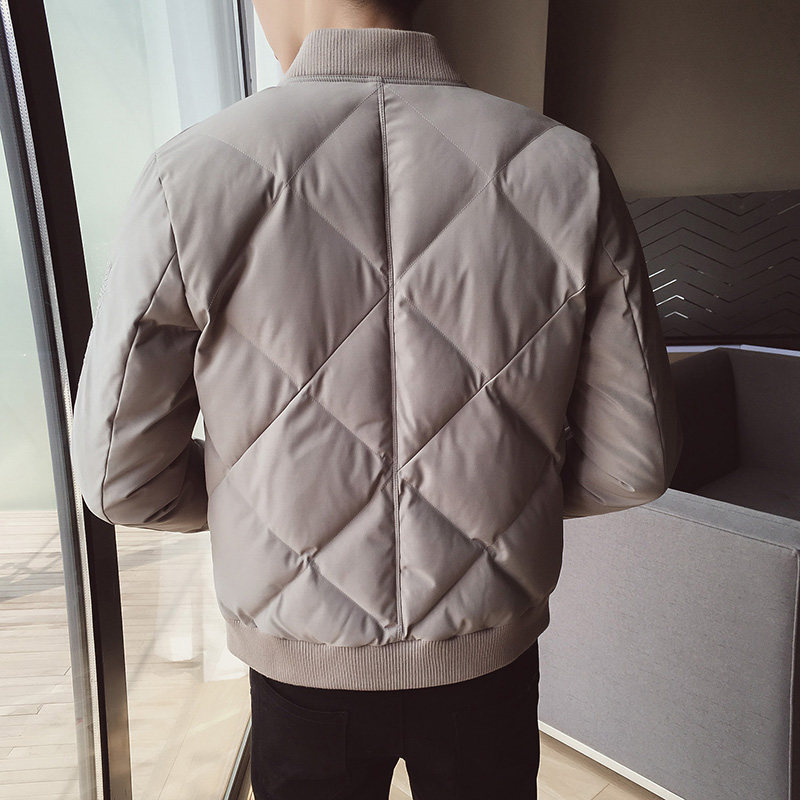 2308`休闲外套立领合身羽绒棉衣棉服男P115灰绿,男装棉衣,电商A066