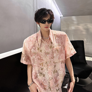 KT1017`（垫肩可拆装）流苏蝴蝶短袖衬衫男女P45图片