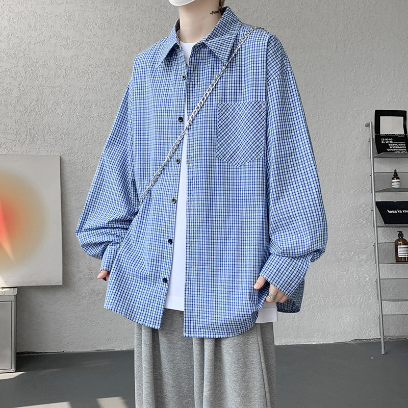 CR020`格子潮牌高街ins衬衫男女P45,男装衬衫,电商A066