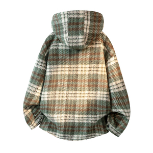 MH09`条纹ins加厚中长款羊羔毛呢料外套连帽棉衣棉服男 P118图片