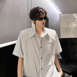 KT1016`（垫肩可拆装）条纹短袖衬衫男女P45，男装T恤，电商A066