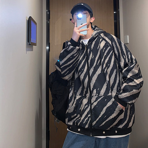 WS05宽松中性风大码港风ins卫衣外套男P6888咖啡色，女装短外套，电商A066