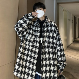 CT09港风情侣宽松大千鸟格呢料衬衫夹克外套男P68，男装夹克，电商A066