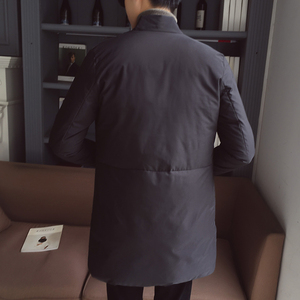 2108`大口袋工装羽绒棉服 中长款棉衣男P135 黑色图片